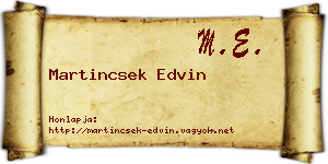 Martincsek Edvin névjegykártya